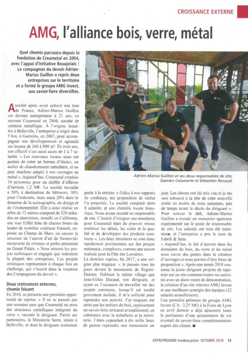  Article de presse « Entreprendre Très Beaujolais »