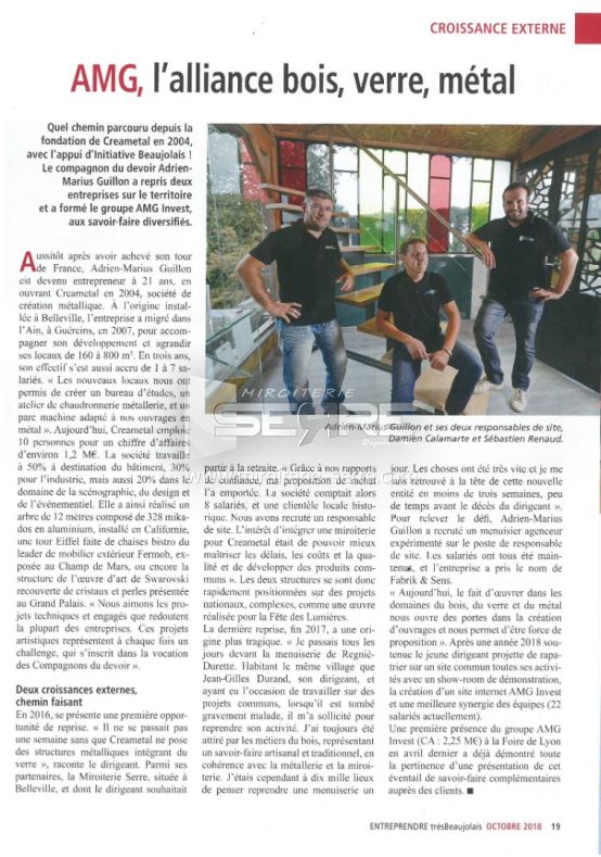  Article de presse « Entreprendre Très Beaujolais »